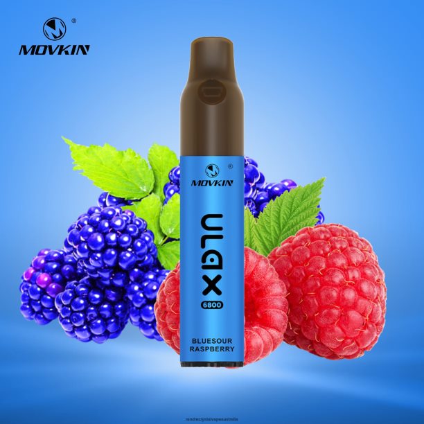 RandM Movkin Ulax 6800 (Ceramic Coil) Rechargeable Disposable Vape Pod Device Bluesour Raspberry - RandM tornado 7000 Australia JF22R68