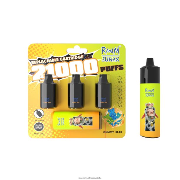 RandM Sunax 21000 Airflow Control Pod Replaceable Vape Device 1Pc Gummy Bear - RandM tornado 7000 Australia JF22R268