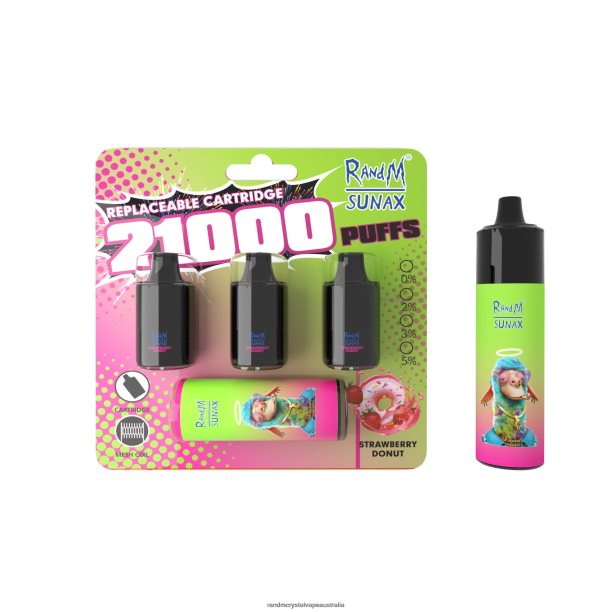 RandM Sunax 21000 Airflow Control Pod Replaceable Vape Device 1Pc Strawberry Donut - RandM vape flavours JF22R267