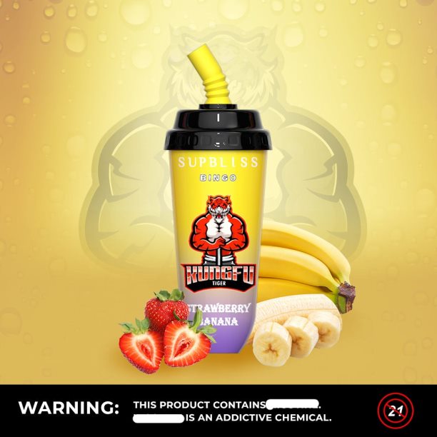 RandM Supbliss Bingo 8000 Vape Pod Device 1Pc Strawberry Banana - RandM tornado 9000 Australia JF22R262
