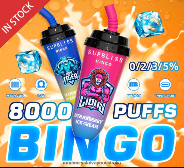RandM Supbliss Bingo 8000 Vape Pod Device 1Pc Strawberry Ice Cream - RandM vape cheap JF22R256