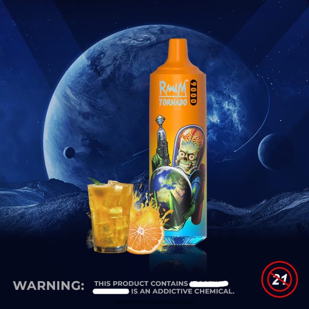 RandM Tornado 9000 Vape Pod Device 1Pc Version 1 Orange Soda - RandM vapes Australia JF22R129
