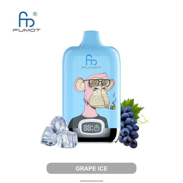 Fumot Original RandM Digital Box 12000 Battery And Liquid Display Vape Device Grape Ice - RandM vape Australia review JF22R3
