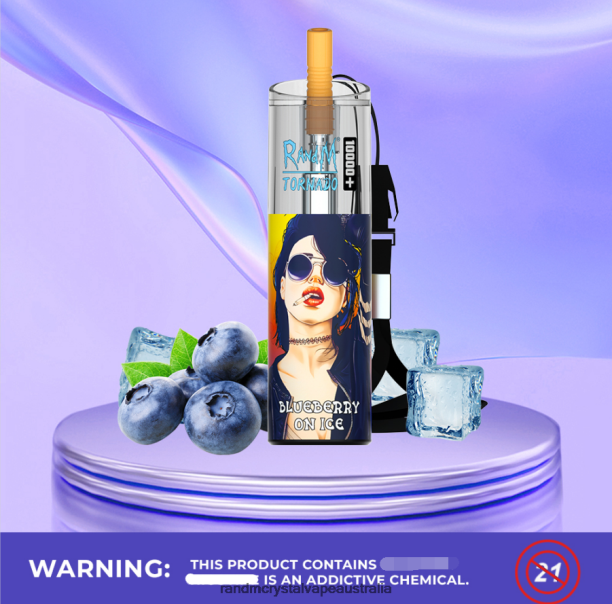 RandM Tornado 10000 Plus Airflow Control Vape Device 1Pc Blueberry On Ice - RandM vape Sydney JF22R75
