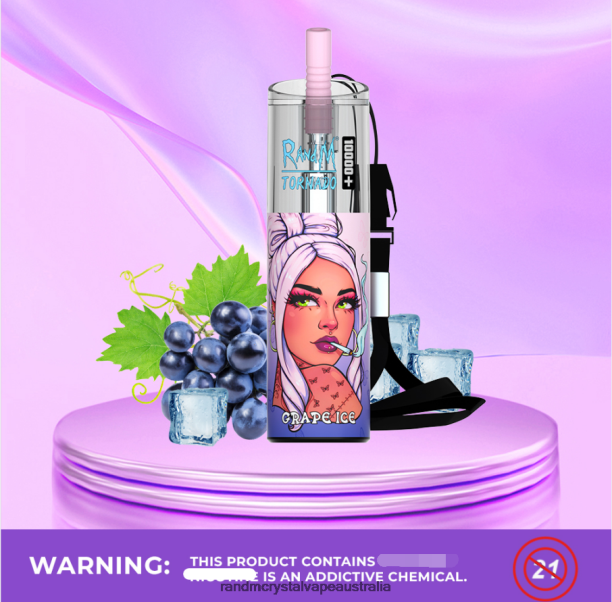 RandM Tornado 10000 Plus Airflow Control Vape Device 1Pc Grape Ice - RandM vape cheap JF22R76