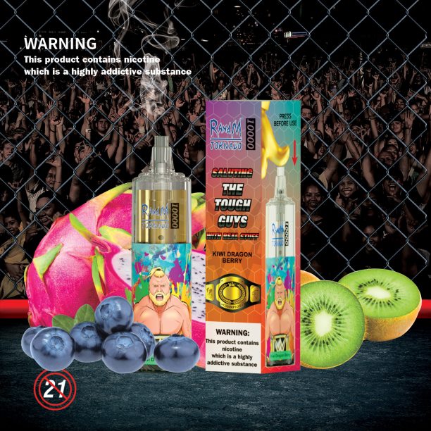 RandM Tornado 10000 Airflow Control Vape Device 1Pc Kiwi Dragon Berry - RandM vape Australia review JF22R123