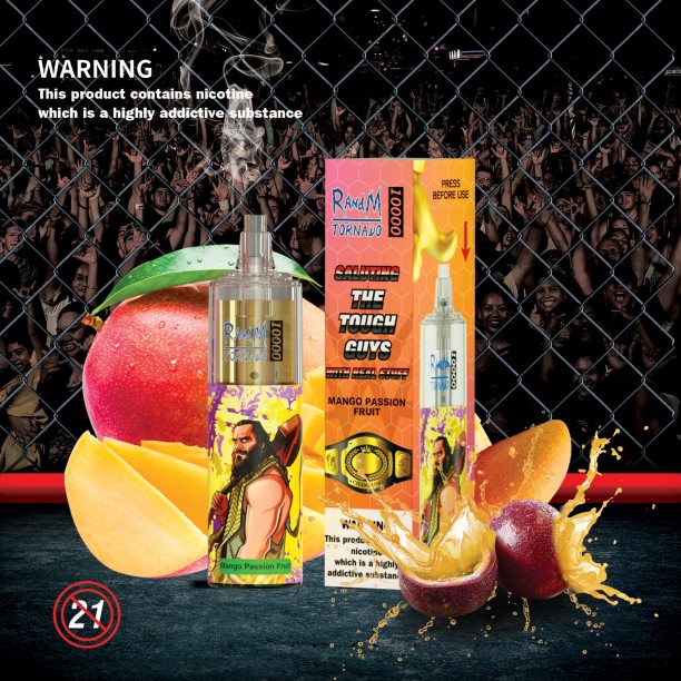 RandM Tornado 10000 Airflow Control Vape Device 1Pc Mango Passion Fruit - RandM vape flavours JF22R117