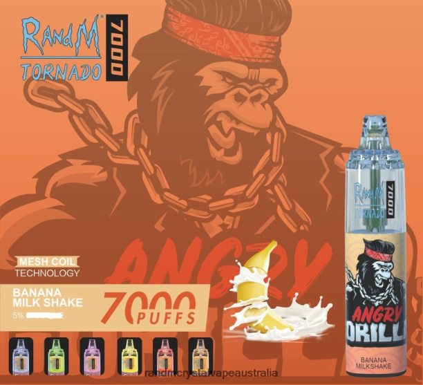 RandM Tornado 7000 Airflow Control Vape Device 1Pc Banana Milkshake - RandM vape flavours JF22R177