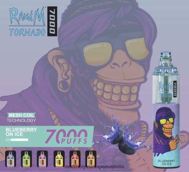 RandM Tornado 7000 Airflow Control Vape Device 1Pc Blueberry On Ice - RandM vapes Australia JF22R169