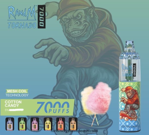 RandM Tornado 7000 Airflow Control Vape Device 1Pc Cotton Candy - RandM vape sale JF22R181