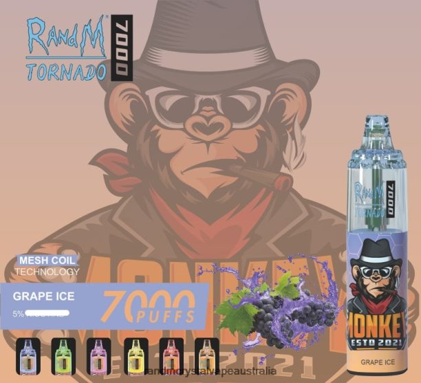 RandM Tornado 7000 Airflow Control Vape Device 1Pc Grape Ice - RandM vape Australia review JF22R173