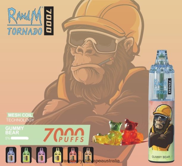 RandM Tornado 7000 Airflow Control Vape Device 1Pc Gummy Bear - RandM tornado 7000 Australia JF22R168