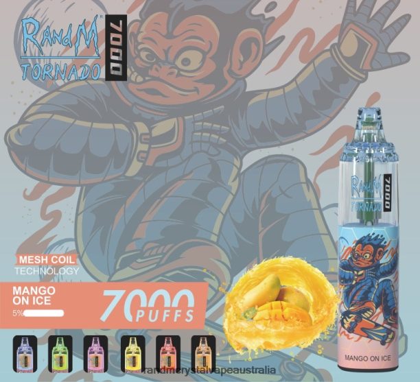 RandM Tornado 7000 Airflow Control Vape Device 1Pc Mango On Ice - RandM vape Melbourne JF22R170