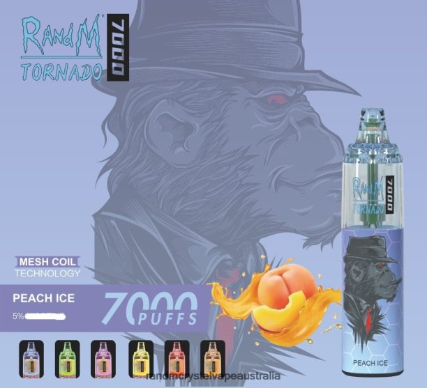 RandM Tornado 7000 Airflow Control Vape Device 1Pc Peach Ice - RandM vape sale JF22R171