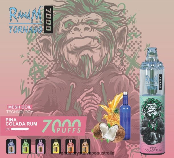 RandM Tornado 7000 Airflow Control Vape Device 1Pc Pina Colada Rum - RandM vape Sydney JF22R175