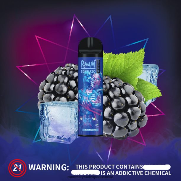 RandM Tornado 8000 Airflow Control Vape Device 1Pc Blue Razz Ice - RandM vape flavours JF22R237