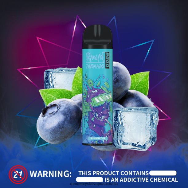RandM Tornado 8000 Airflow Control Vape Device 1Pc Blueberry Ice - RandM tornado 7000 Australia JF22R248