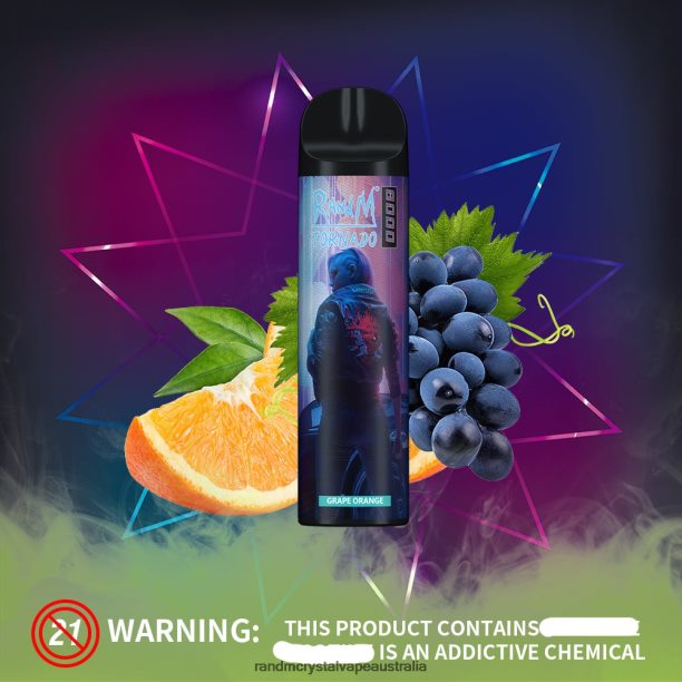 RandM Tornado 8000 Airflow Control Vape Device 1Pc Grape Orange - RandM vape Australia review JF22R243