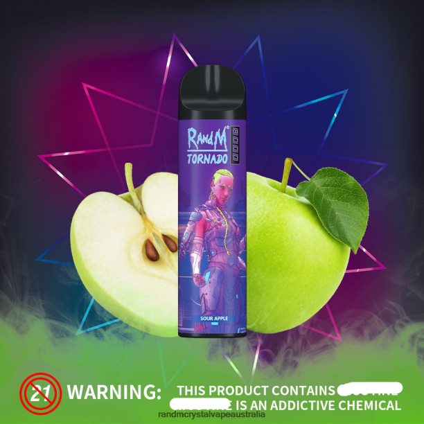 RandM Tornado 8000 Airflow Control Vape Device 1Pc Sour Apple - RandM vape Melbourne JF22R240