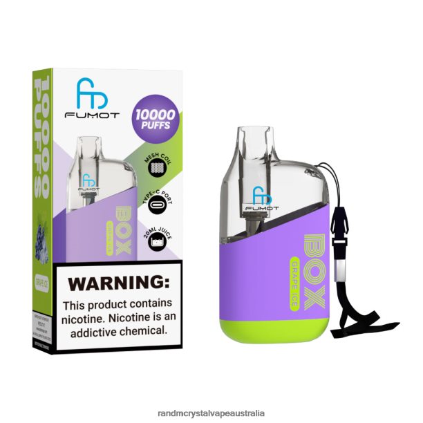 Fumot Original RandM Tornado Box 10000 Airflow Control Vape Device 1Pc Grape Ice - RandM vapes Australia JF22R89